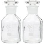 iplusmile Lab Glass Reagent Bottle, 2 Pack 60ml Graduated Glass Storage Bottle with Clear Cap, Wide Mouth Reagent Media Bottle Glass Storage Bottle for Chemistry Lab