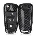 kwmobile Car Key Cover Compatible with Audi 3 Button Flip Key - Hard Case - Carbon Black