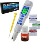 TEKCOPLUS 3 in 1 pH/EC/Temp Meter ATC Waterproof with black-light Water Quality Combo Multi-Parameter Tester Monitor Analyzer Test Kit for Aquariums Hydroponics Pool Spa Drinking water Laboratory