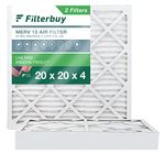 Filterbuy 20x20x4 Air Filter MERV 13 Optimal Defense (2-Pack), Pleated HVAC AC Furnace Air Filters Replacement (Actual Size: 19.38 x 19.38 x 3.63 Inches)