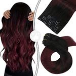 LUSH LOCKS Remy Hair Extensions Clip ins 14inch Full Head Hair Extensions Double Weft Clip in Human Hair 5Pieces/70Grams Natural Hair Burgundy Clip in Hair Extensions