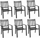 MFSTUDIO 6 Piece Metal Patio Chair Outdoor Wrought Iron Stackable Dining Chair - Supports 300 LBS,(Black)