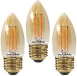 paul russells E27 Edison Screw LED Filament - Pack of 3 – 2.5W 20W Equivalent 200LM Lumen 2200K Amber ES Candle C35 Bulbs – Bright Energy Saving Light Non-Dimmable – Extra Warm White