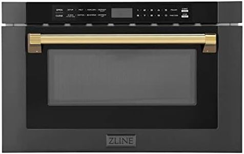 ZLINE Autograph Edition 24" 1.2 cu. ft. Built-in Microwave Drawer in Black Stainless Steel and Polished Gold Accents
