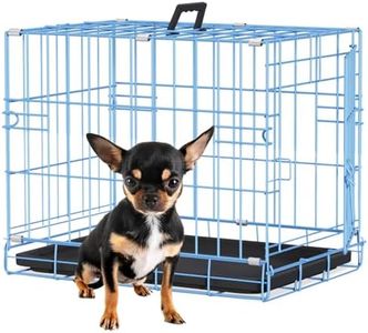 BestPet | Dog Crate | 18" | Blue | Foldable Metal Kennel with Single Doors, Secure Slide-Bolt Latches, Leakproof Tray | Portable Dog Cage for Small Breeds | for Travel, Indoor & Outdoor Use