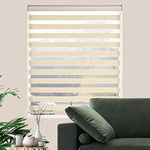 JIANGPIN TEXTILE Zebra Blinds Window Blind Zebra Shade Blinds for Windows Roller Sheer Shades Privacy Light Filtering Shades for Home Kitchen Bathroom (Width 75'' X Height 72'' Cream)