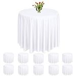 Rainmae 10 Pack Plastic Round Tablecloths 84 inch Circle Table Covers White Party Table Covers PEVA Water Resistant Table Cloths for Wedding,Banquet,Parties,Birthdays,Picnic