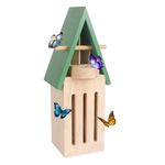 Butterfly House and Feeder for Outdoor, Wooden Butterfly Houses for Garden - Natural Butterfly Habitat with Butterfly Feeder on The Floor or Hanging on Tree Wall-Green