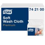 Tork Premium Disposable Wash Cloth - Extra Soft and Durable - 1 ply Highly Absorbent Wash Flannel - For Patient Care - 19.2 x 30 cm - 135 Wash Cloths