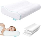 Releep Cervical Neck Pillow, Side Sleeper Pillow for Neck Pain Relief, Adjustable Contour Pillow for Sleeping, Ergonomic Memory Foam Pillow, Orthopedic Cooling Pillow Back Stomach Sleeping, Queen Size