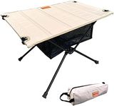 Ultralight Backpacking Table - Collapsible Camping Table with Storage Mesh for Camping Gear, Hiking Table and Mountaineering Table, Camp Table for Accessories and Outdoor Travel (Brown)