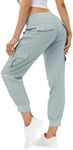 MoFiz Women's Lightweight Hiking Cargo Pants Outdoor Quick Dry Casual Travel Sweatpants Joggers Elastic Waist Button Pockets, A18-light Grey, Medium