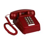 TelPal Landline Phones for Home Office Hotel School Corded Single Line Heavy Desktop Basic Telephone for Seniors Retro Classic Old Fashion Movie Decor Telephones with Loud Metal Bell Ringer (Red)