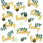 AWAVM Baby Shower Confetti 100 Pcs Champaign Gold Ivory Sage Green Table Scatter Confetti Baby Shower Decorations for Baby Shower/Baby Gender Reveal Jungle Birthday Party