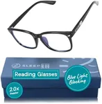 Sleep ZM 45% Blue Light Blocking Reading Glasses - 2.0 Magnification Readers - for Computer, TV, Gaming - Improves Sleep by Naturally Producing Melatonin for Women + Men