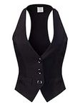 Design by Olivia Women's Dressy Casual Versatile Racerback Vest Tuxedo Suit Waistcoat, Black, Large