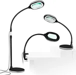 Brightech LightView Pro Magnifying LED Desk Lamp with Light, Hobbies & Reading, Flexibility & Durability Magnifying Floor Lamp, 3 in 1 LED Light Glass Magnifier, Work Light for Pro Uses - Black