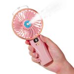 SANCHAISEN Handheld Misting Fan Portable Rechargeable, Small Desk Fan with 2 Misting Mode and 5 Speed Wind, Mini Portable Fan Personal Cooling Fan Gift for Women Makeup Camping Travel Outdoor (Pink)