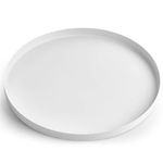 Yvttve White Round Tray Decorative Metal Serving Tray with Anti-slip Mats, Stainless Steel Circle Coffee Table Tray for Kitchen Counter, Centerpiece, Ottoman, Drinks (Ø 30 cm, White)