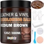 Leather Recoloring Balm Medium Brown Repair Kit Leather Dye Vinyl Car Interior Leather Seat Paint Furniture Couch Recliner Chair Boot Jacket Shoe bag Purse Belt Color Restorer Fading Stain Scratch Remover