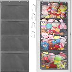 Over Door Storage Stuffed Animal Storage Door Hanging Plush Toy Storage Organiser with 4 Large Pockets Hanging Mesh Bags for Baby Plush Toys for Bedroom Bathroom Nursery Kids Room (1pcs 165cm)