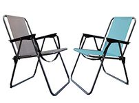 AAD Folding Collapsible Light Weight Outdoor & Picnic Beach Chair in 3 Styles with Assorted Colours (Pack of 2)