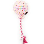 Pet London Birthday Pink Balloon Dog Toy - Celebrate Dog's Happy Birthday - Plush colourful Rainbow Confetti Pattern Dog Party Gift-Perfect Pup Special Day Present-UK Designer Brand-BDAY or Adoption