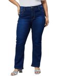 Style Quotient Women Plus Size Dark Blue Boot Cut High Rise Stretchable Jeans