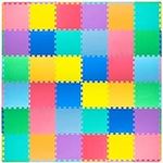 ProSource Foam Puzzle Floor Play Mat for Kids and Babies with Solid Colors, 36 or 16 Interlocking Tiles with Borders, Assorted