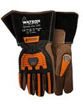 Watson Gloves Shock Trooper Winter Glove - Goatskin Leather, Cut Resistant, Water and Oil Resistant, D3O iA Protection, Gauntlet Style Cuff (95785G, Large)