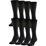 MediPEDS Men's 8 Pack Diabetic Crew Socks with Non-Binding Top, Black, Shoe Size: Men 9-12 / Women 10-13