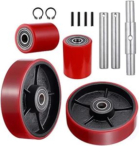 Pallet Jack Truck Wheels Replacement Kit 20mm ID Bearings 7"x2" Steer Wheel 3" x 3.75" Load Wheel