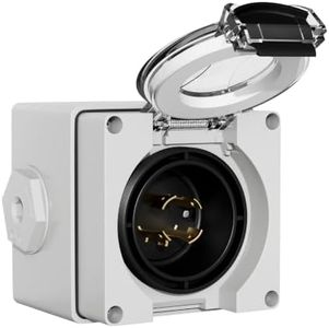 YICTENCRD 20 Amp Generator Power Inlet Box, NEMA L14-20P 125/250V Twist Lock Inlet Plug with Cover, 3 Pole 4 Wire Grounding, Weather Resistant Outdoor Power Inlet for Generator, ETL Listed