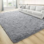 junovo Ultra Soft Contemporary Fluffy Indoor Area Rugs (4x5.3 Feet, Grey)