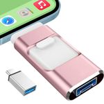 512GB Photo Stick for iPhone, 4 in 1 Flash Drive for iPhone, USB 3.0 iPhone Flash Drive, High Speed External Thumb Drives USB Stick Compatible for iPhone/Pad/Android/PC (Pink)