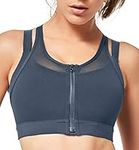 Yvette High Impact Women Sports Bra Front Closure Double Deck Mesh Running Bra for Plus Size, 08AGrey, 4XL(DF)