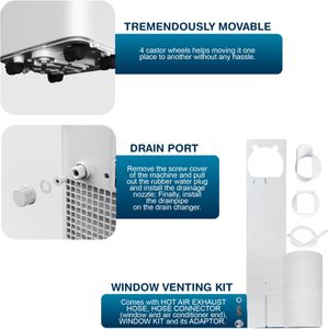 Belaco 9000 BTU Portable Air Conditioner – Dehumidifier, Fan, Remote, Window Kit