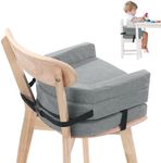 ROYALAY Toddler Booster Seat for Dining Table, Adjustable Height Booster Seat Pad for Kids Chair, 5.3inch Portable Booster Cushion with Straps, Travel Booster Seats for Baby Child Boys Girls(Grey)