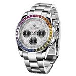 Pagani Design Men's Watch Multifunctional Sports Watch Quartz Chronograph Japan VK63 Movement Stainless Steel Strap Automatic Date, Gemstone White Smooth 1644, Bracelet