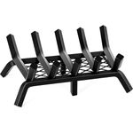 INNO STAGE Fireplace Grates with Ember Retainer - 17 Inch Fireplace Log Grate, Firewood Wood Log Holder Rack, Inside Wrought Cast Iron Fire Grate for Hearth Indoor Outdoor Camping