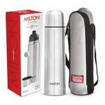 Milton Vacuum Flask for Hot Drink 1 Litre (34 oz), Stainless Steel Double Walled Insulated Water Bottle for 24 Hour Hot and Cold Drinks with Cover, Leak Proof, BPA Free, Thermosteel Flip Lid 1000 ml