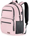 BIKROD Backpack for Girls Women, School Backpack for Teen Boys, Lightweight Casual High School Bookbag, Daily-use Travel Laptop Backpack with USB Charging Port Fits 15.6 Inch Notebook, Pink