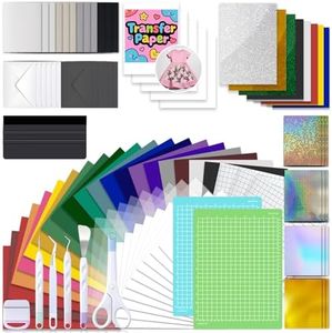 The Ultimate Accessories and Supplies Bundle for Cricut Joy Xtra - 101Pcs Craft Starter Kit with Weeding Tools, Heat Transfer Vinyl, Permanent Vinyl, Transfer Paper, Card Kit for Crafting Projects