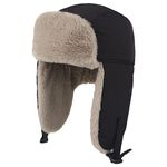 LLmoway Kids Winter Cap Boys Girls Trapper Hat with Fleece Ear Flap Warm Ski Snow Hunting Hats Black