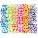 Super Z Outlet Giant Hawaiian Ruffled Simulated Colorful Luau Silk Flower Leis Jumbo Necklaces (Pack of 12)