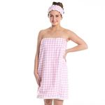 Bella Il Fiore Wrap and Headband Ultra Soft Cotton Spa Gift Set, One Size Fits Most, Pink Gingham