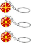 LLBFHH 3 Pcs Macedonia Flag Key Chain,Cool Keychain for Car Keys, Stainless Steel Keyrings & Keychains,Used for Home Decoration, Jewelry Hanging Decorations., Macedonia