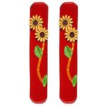 SA Handloom's Fridge handle cover used for Refrigerator/oven/microwave/kitchen deco | Sunflower Design Cover,Made of Velvet-(6x12 Inches, Set of 2 Pieces)-Maroon