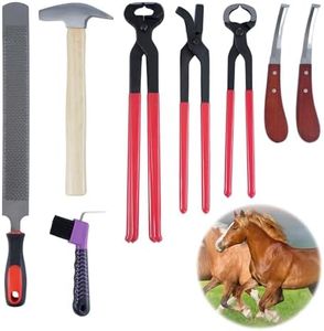 lukar 8PCS Farrier Tools Kit Horse Hoof Trimmers, Includes Horse Hoof Nipper, Horseshoe Cutting Pliers, Hoof Nail Clincher, Hoof Hammer, Hoof Knife, Rasp File, Horseshoe Brush