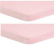 Dudu N Girlie Fitted Sheet Next to Me Crib 51 x 85 - Chicco Nexttome Crib Sheets 2 Pack Hypoallergenic Baby Cot Sheets Bedding Elasticated Breathable Easy Care (Pack of 2, Pink)